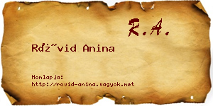 Rövid Anina névjegykártya